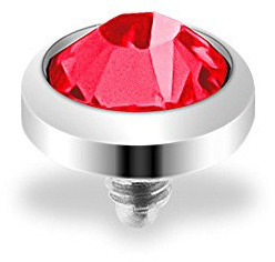 Taffstyle® Dermal Anchor Piercing Aufsatz Kugel Kristall Ball Flach / 3mm - Rot