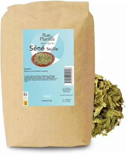 Feuilles de Séné Coupée, Origine Inde - Puissant Purgatif, Laxatif Naturel - Favorise le Transit Intestinal et le Nettoyage du Colon - Tisane Détox | Conditionnée en France, RUE DES PLANTES (1kg)