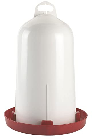 Kerbl Geflügeltränke (12 Liter Fassungsvermögen, Tränke für Geflügel, Behälter mit Tragegriff, Farbe rot/weiß)