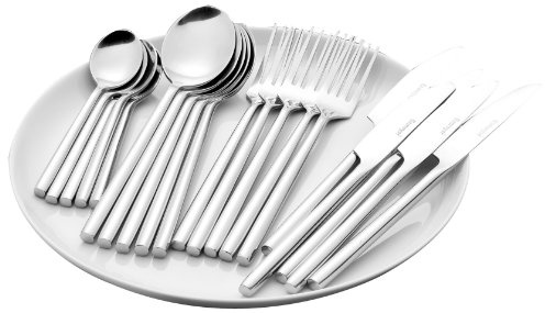 24-teiliges 142-030 Besteckset Silke, aus Edelstahl 18/0 poliert, geschmiedete Qualität, für 6 Personen, Silberfarben, Silber / Schwarz