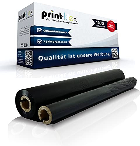 Print-Klex Thermorolle kompatibel für Brother Fax T82 Fax T84 Fax T86 Fax T92 Fax T94 Fax T96 Fax T98 PPF 560 PPF 580MC PC72RF Black BK - Eco Plus Serie Thermotransfer Band Thermo Rolle