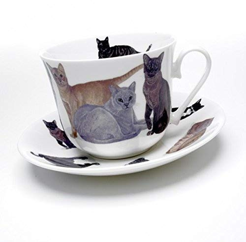 Roy Kirkham – Breakfast Tasse und Untertasse – Katzen Fülle