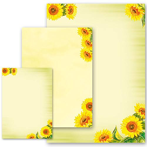 50 ark brevpapper blommotiv SUNFLOWERS – DIN A4-format | papper media