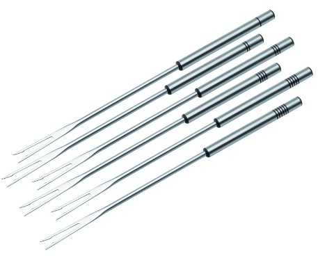 Kuhn Rikon 6 Tenedores para Fondue de Carne de Acero Inoxidable, Metalizado, 26.5 x 1.5 x 1.5 cm, 6
