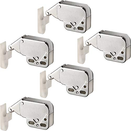 Gedotec Federschnäpper Mini Latch Chiusura Pressione Tür | Acciaio Nichelato | Feder-Schnappverschluss Zum Viti | Möbel-schnäpper con Controparte | 5 Pezzi - Cancello Pressione per Antine