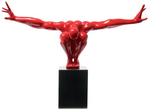Kare Design Deko Objekt Athlet, Rot/Schwarz, Skulptur, Dekofigur, muskulöser Athlet, handgefertigt, Naturstein Marmor, 52x75x23 cm (H/B/T)