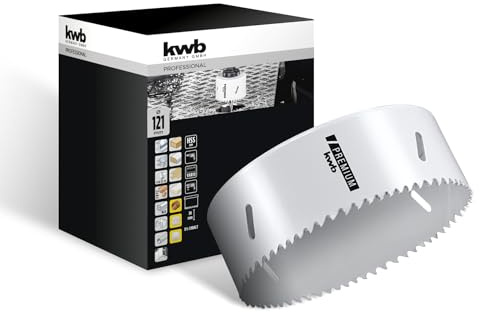 kwb HSS bimetall hålsåg Ø 121 mm, 8% koboltlegering med progressiv variotandning och hög precision för mångsidig användning