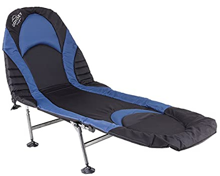 CHARLES BENTLEY Lit de Camp Pliant Odyssey, Structure Robuste, Dossier réglable, Appui-tête rembourré, pour Camping, pêche, Plage, Transport Facile (68x25x198cm)