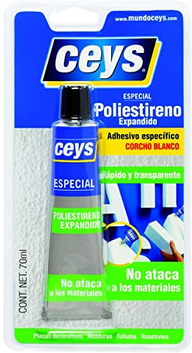 Ceys - Adhesivo especial para corcho - Especial Poliestireno expandido - Rápido y transparente - 70 ML