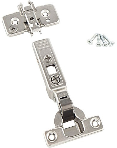 BLUM Clip top Mini-Scharnier | Möbelband; Mittelanschlag, 2 Stück inkl. Montageplatten, Schrauben und Montageanleitung