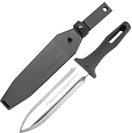 Nisaku NJP800 Yamagatana Hori Weeding & Digging Knife, Japanese Stainless Steel 7.25-Inch Blade, 5.5-Inch Ergonomic Black Plastic Handle