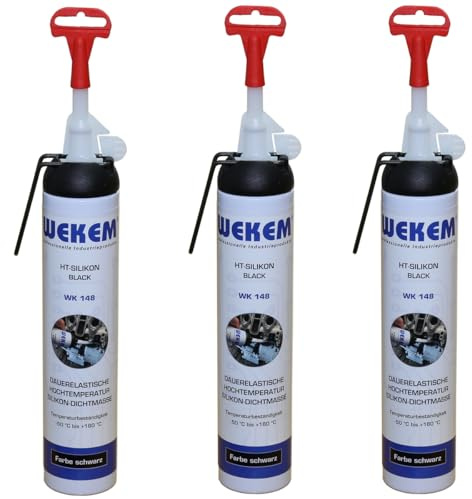 3x 200ml Wekem HT-Silikon Black Presspack WK148