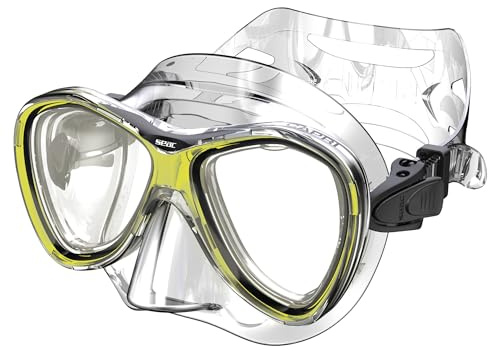 SEAC Capri SLT, Masque de Plongée pour Homme et Femme, Idéal pour Snorkeling et Plongée, Jaune