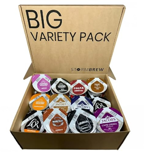 36 Tassimo T-Discs Pods Variety Pack, 1x Each Flavour, 36 Different Blends, Coffee, Hot Chocolate, Tea Gift Box (40+ Pods)