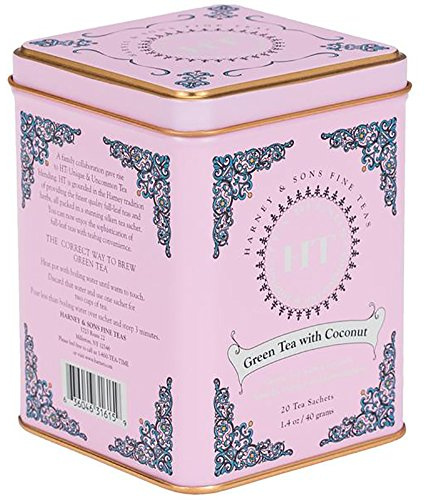 Harney & Sons Caffeinated Green Tea with Coconut Tin 20 Sachets