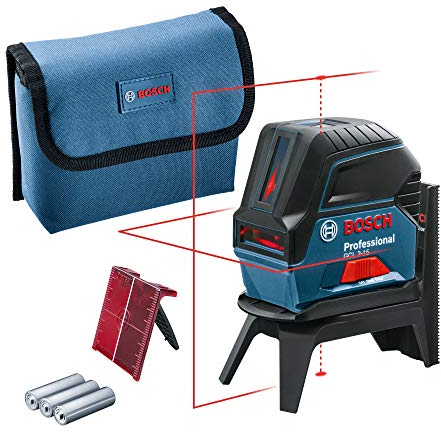 Bosch Professional Kreuzlinienlaser GCL 2-15 mit Halterung, 3x AA Batterien, Zieltafel, Schutztasche, Einlage für L-BOXX, Karton (Arbeitsbereich: 15m)