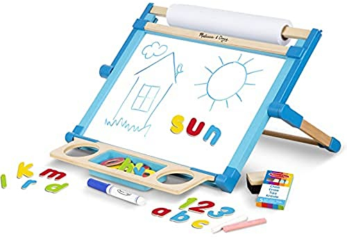 Melissa & Doug 12790 Cavalletto da Tavola Magnetico a Due Lati - Lavagna Cancellabile a Secco e per Gessetti
