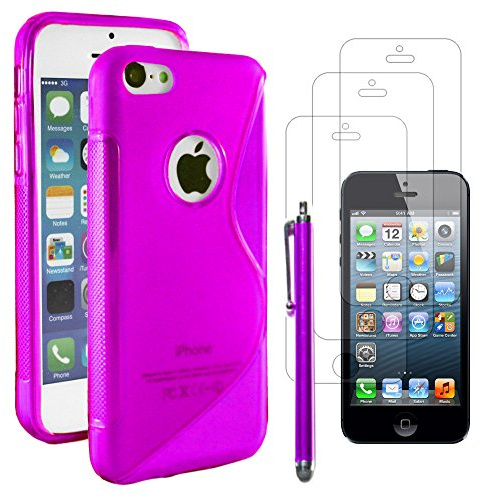 ebestStar - Coque Compatible avec iPhone SE 5S 5 Apple Etui Housse Silicone Gel TPU Souple Motif S-Line + Stylet + 3 Films d'écran, Violet [Appareil: 123.8 x 58.6 x 7.6mm, 4.0'']
