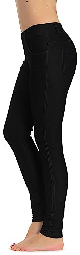 Prolific Health Women's Jean Look Jeggings Tights Yoga Many Colors Spandex Leggings Pants S-XXL (Medium, Black Type2)