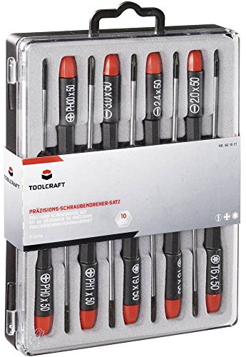 TOOLCRAFT 821021 Elektronik-u. Feinmechanik Schraubendreher-Set 9teilig Schlitz, Kreuzschlitz Phillips, T