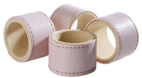 Premier Housewares Serviettenringe, Lederoptik, Rose, 5 x 5 x 3 cm, Leder Effekt, 5x5xx3, 4