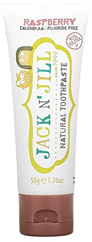 Jack N' Jill Kids naturlig tandpasta, tillverkad med naturliga ingredienser, hjälper till att soothe gummi & Fight Tooth Decay, lämplig från 6 månader – Raspberry Flavour 1 x 50 g