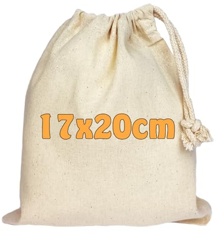 Baumwollbeutel 17x20 cm mit Kordelzug – kleine Stoffbeutel aus Baumwolle für Aufbewahrung, Geschenke oder Adventskalender - OEKO-TEX® STANDARD 100 zertifiziert (Beige (25 Stk.))