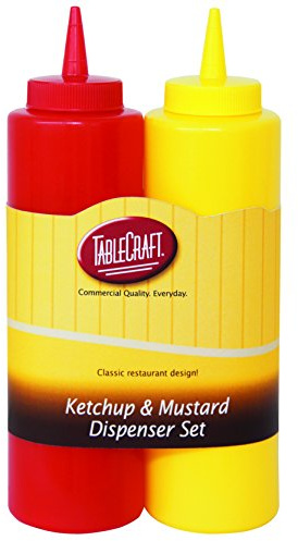 TableCraft Nostalgia 2-teiliges Ketchup- und Senfspender-Set, 340 ml, Rot/Gelb