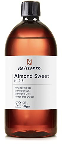 Naissance Sweet Almond Oil (no. 215) 1 Litre – for Skin, Hair, Massage, Nails, Cuticles, Ears, Face, Body, Stretch Marks - Natural Skin Care, Carrier Oil for Aromatherapy