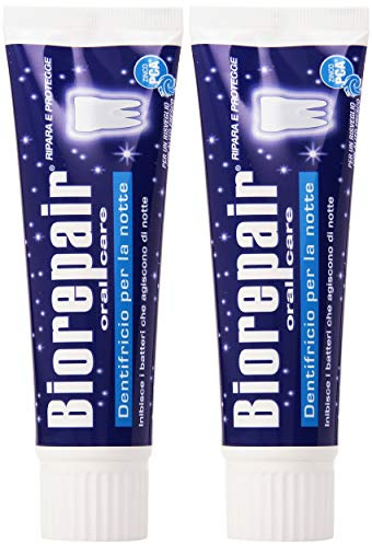 2 pcs biorepair Night Protection Toothpaste 75ml Protect & Repair from Acid Erosion and Plaque Safe for Whole Family