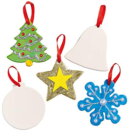 Baker Ross Decorazioni per albero di Natale in ceramica (confezione da 5)