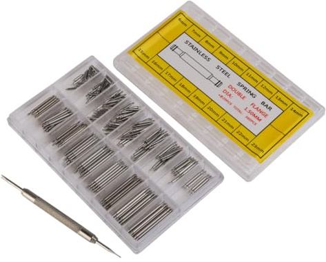 NUOLUX 6mm-23mm Stainless Steel Watch Band Link Pins Spring Bars Watch Pin Remover Tool Set 360pcs(Silver)