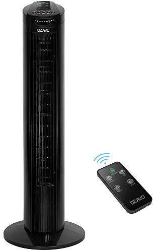 OZAVO Turmventilator, 3 Stufen Ventilator, oszillierend Standventilator, Tower-Ventilator Säulenventilator mit Fernbedienung, 74cm
