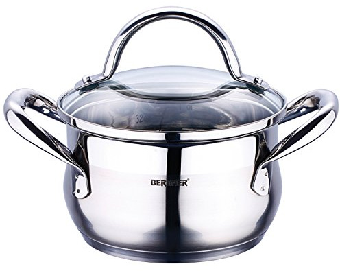 Bergner Gourmet - Casseroles acier inoxydable avec couvercle 24x13.5 cm 5.6l bon pour l'induction