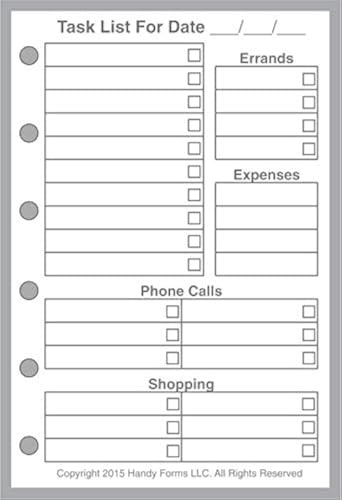 Pocket Size Daily Task Planner Insert, Sized and Punched for Pocket Notebook (3.25 x 4.75)