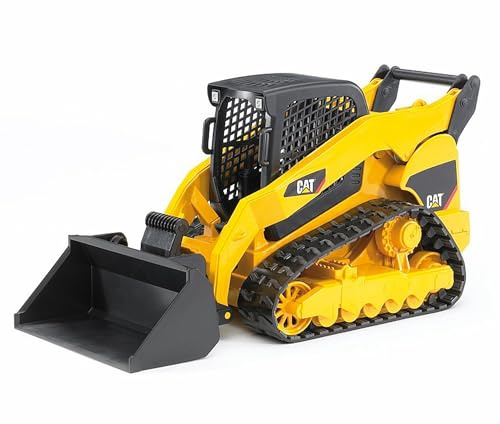 bruder 02136 - Cat Kompaktkettenlader | Lader mit Frontadapter für Baustelle, Bauernhof, Baufahrzeug, Maßstab 1:16