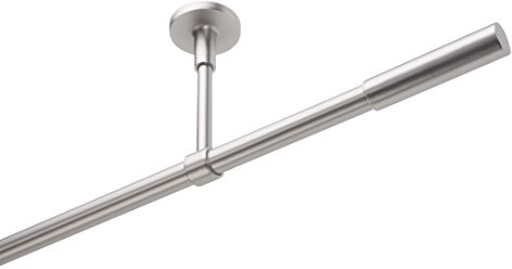 DécoProfi Gardinenstangen Chrom Matt 1-läufig Ø 16 mm L: 160 cm I Shuck Gardinen/Vorhangstange im Set I Inklusive Träger, Befestigung und Endstücke I Decken- oder Wandbefestigung