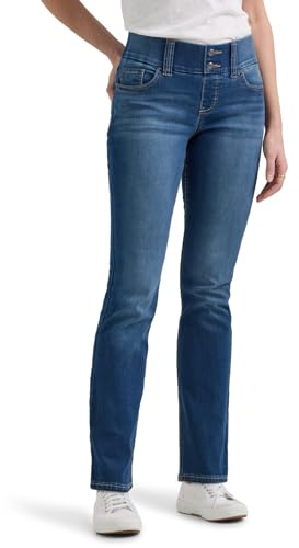 Riders by Lee Indigo Women's Pull-On Waist Smoother Straight-Leg Jean,Mid Shade,12