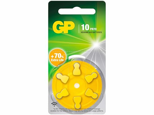 GP Lot de 6 Piles pour appareils auditifs ZA10 PR70 Zinc-air 10, 1,45 V