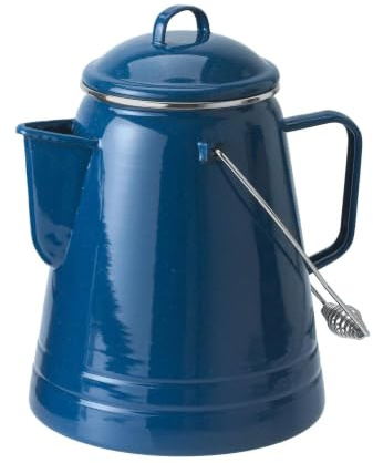 GSI Outdoors 15166 Pioneer Enamel Camping Coffee Pot - 36 Cups, Blue