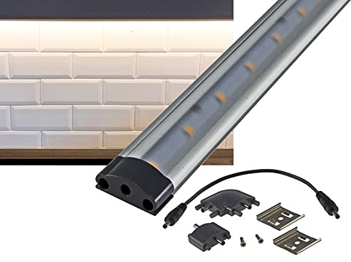 ChiliTec LED Küchenleuchte Lichtleiste 80cm 6Watt 667 Lumen 12V I Dimmbar Beleuchtung für Küchenschrank Regal Hängeschrank - Verlängerbar Licht Warmweiß