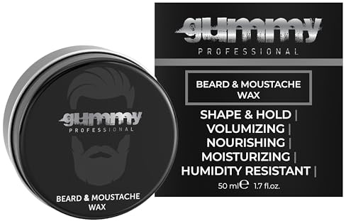 Gummy Professional Beard and Moustache Wax – Extra Long-Lasting Hold for Shaping Texture and Control – Nourishing & Moisturizing Formula with Humidity Resistance for Groomed Facial Hair – 2.4 Ounce