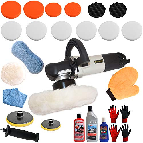 Duke-Handel Lucidatrice per auto eccentrica 710 Watt con hub da 8 mm e cavo da 6 m con valigetta e set di accessori disponibili in diverse varianti di set (set 4)
