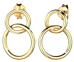 Elli Damen Echtschmuck Ohrringe Ohrstecker Basic Kreis in 925 Sterling Silber