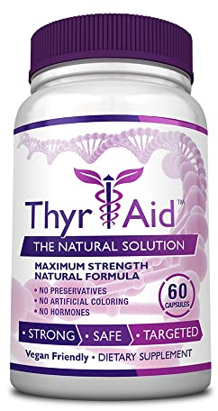 ThyrAid - Thyroid Supplement - Iodine, Kelp, Ashwagandha - Vegan - 60 Capsules (1 Month Supply)