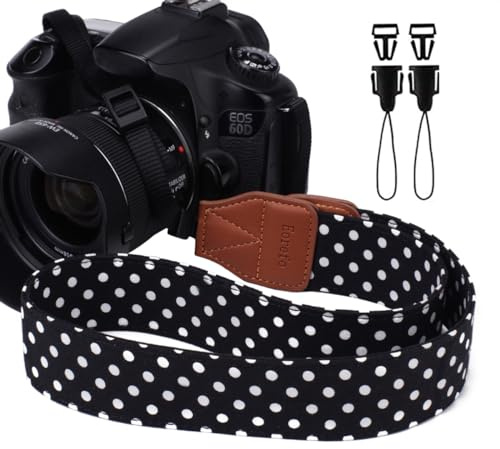 Eorefo Camera Strap Women Camera Neck Strap Shoulder Belt Strap for Compact Digital Camera, Mirrorless Camera, Small DSLR Camera, Instant Camera(Black Dot)