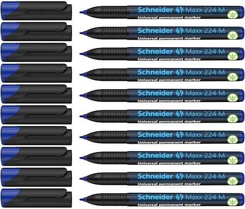 Schneider Maxx 224 M Universal-Marker (permanent, Cap-Off-Ink, nachfüllbar, 1,0 mm) 10er Packung blau