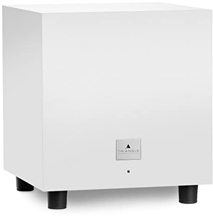 Triangle – Caisson de Basse Tales 340 avec Amplificateur 200W – Bass Reflex - Haut-Parleur 25 cm – Entrées RCA/LFE - Polyvalent Musique et Home-Cinéma - 342 x 383 x 357 mm - Blanc