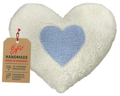 Efie Kirschkern-Bio-Wärmekissen Herz blau – Bio Wärmekissen aus kbA Baumwolle, mit Kirschkern-Füllung, 100 % Made in Germany, für Babys & Kinder