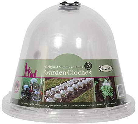 Haxnicks Bell050101 Original Bell Jar Cloches for Warming Garden Soil and Growing Plants, Clear (Pack of 3)